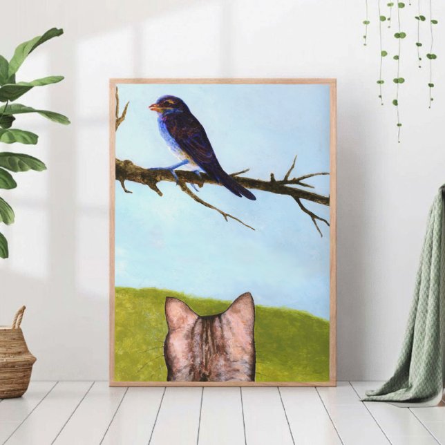 Tabby Cats Talk to Birds Canvas Print (Creator Uploaded)