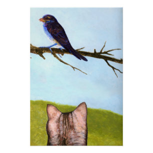 Tabby Cats Talk to Birds Poster