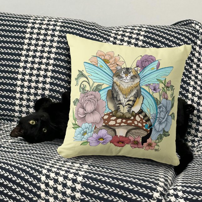 Tabby Fairy cat Mushroom Floral Cushion (Creator Uploaded)