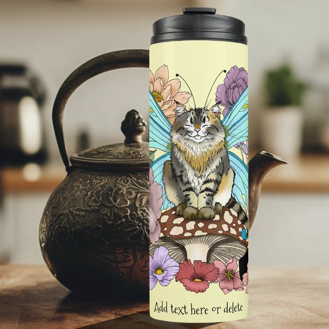 Tabby Fairy Cat Mushroom Floral Thermal Tumbler (Creator Uploaded)
