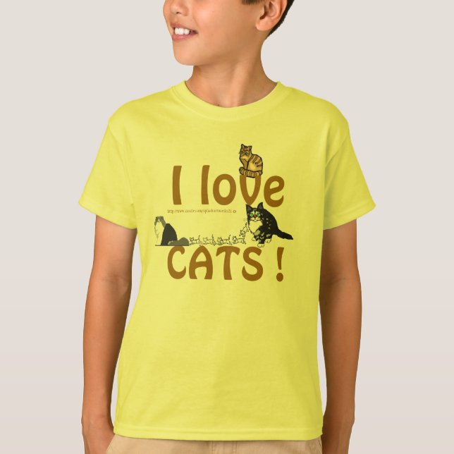 Tabby & friends-I love cats kids tee! T-Shirt (Front)