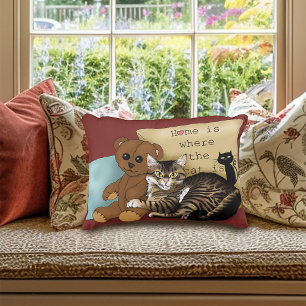 Tabby Home Burgundy Cat Decorative Cushion