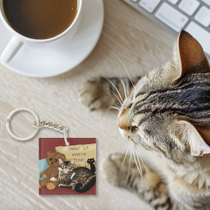 Tabby Home Burgundy Cat Key Ring