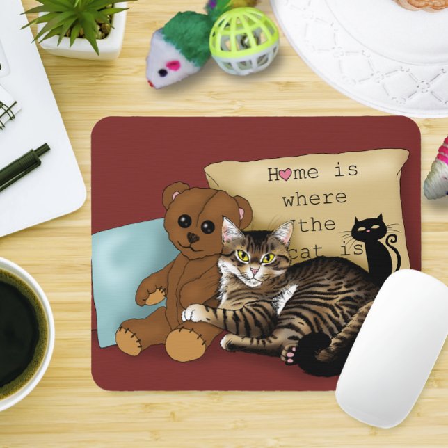 Tabby Home Burgundy Cat Mouse Pad (Creator Uploaded)