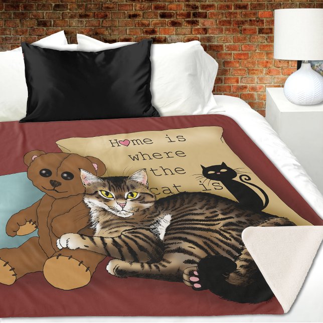 Tabby Home Burgundy Cat Sherpa Blanket (Creator Uploaded)