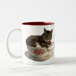 Tabby in a Teacup Two-Tone Coffee Mug