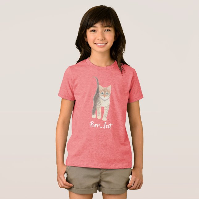 Tabby Kitten Baby Girl's Tri-Blend Shirt (Front Full)