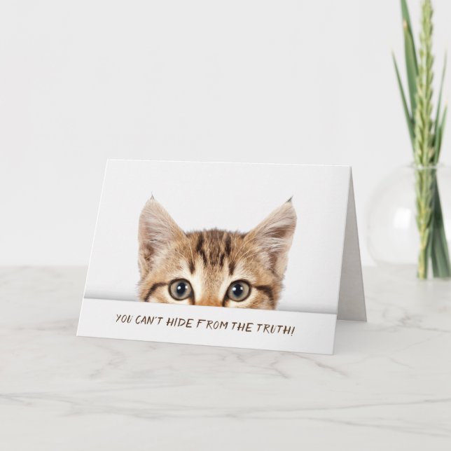 Tabby kitten birthday humour card (Front)