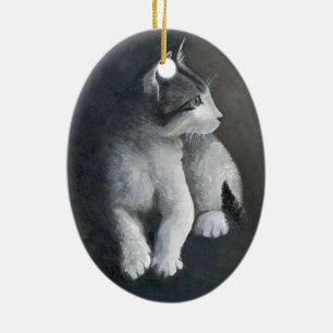 Tabby Kitten Ceramic Tree Decoration