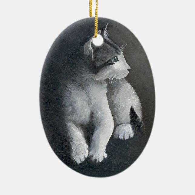 Tabby Kitten Ceramic Tree Decoration (Back)