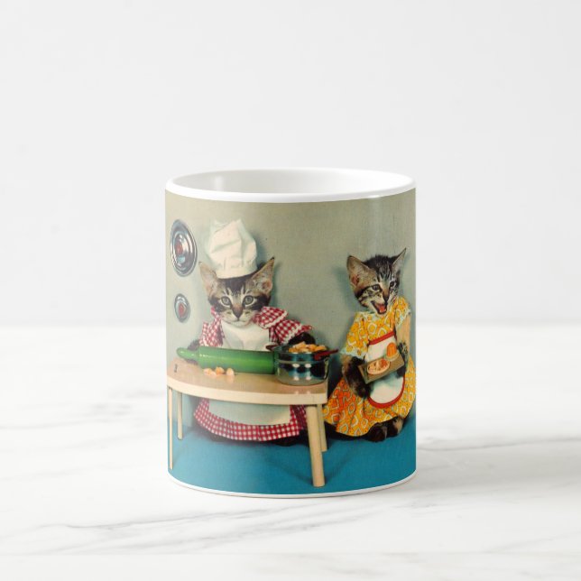 tabby kitten chef and tabby kitten assistant coffee mug (Center)
