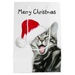 Tabby kitten Christmas Medium Gift Bag