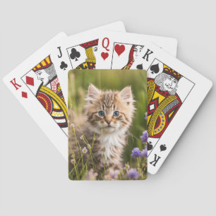 Tabby Kitten In Wildflowers Playing Cards