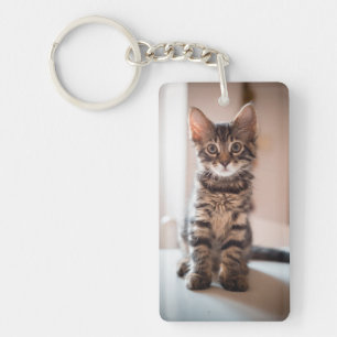Tabby Kitten on the Table Key Ring