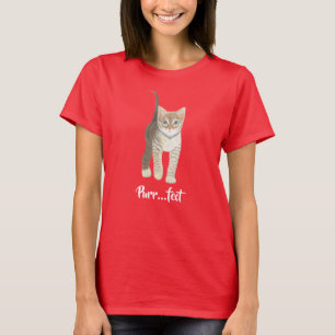 Tabby Kitten Red Short Sleeved T-Shirt