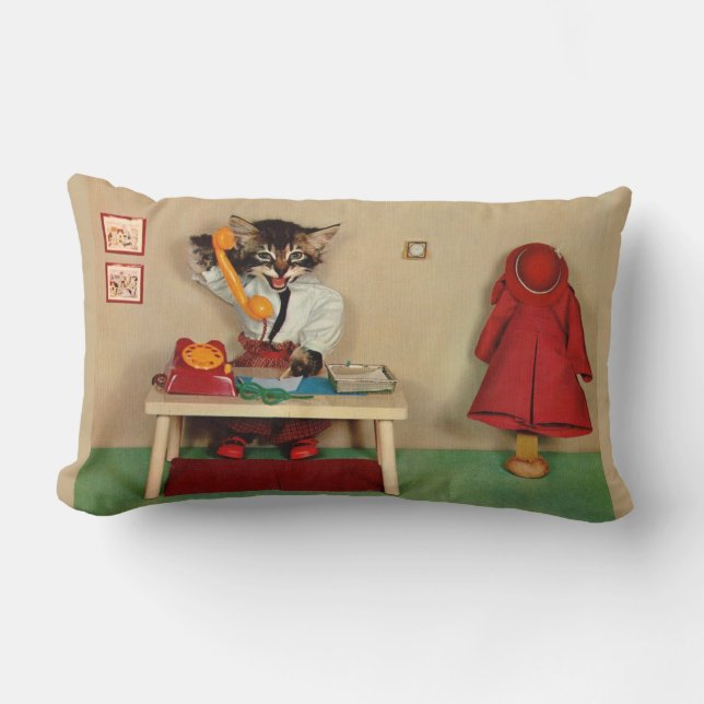 tabby kitten secretary lumbar cushion (Front)