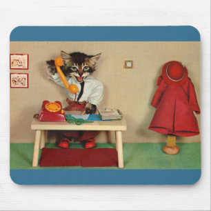 tabby kitten secretary RPPC Mouse Pad
