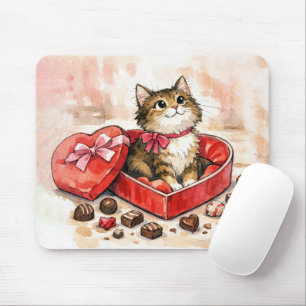 Tabby Kitten Sitting in a Candy Box Mouse Pad