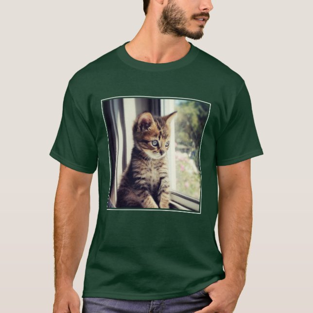 Tabby Kitten Watching T-Shirt (Front)