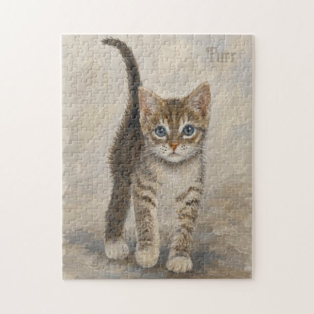 Tabby Kitten With Background Jigsaw Puzzle (Vertical)