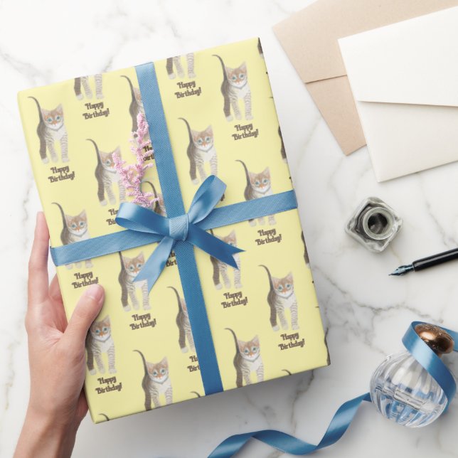 Tabby Kitten With Customisable Text Wrapping Paper (Gifting)