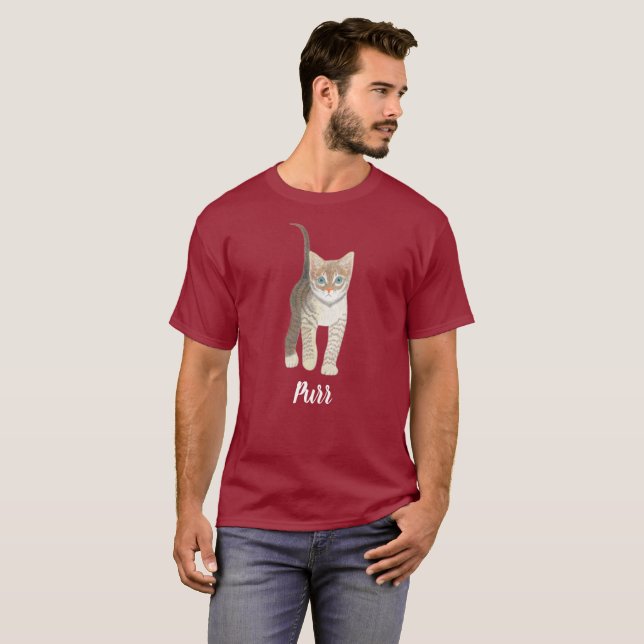 Tabby Kitten With Text Maroon T-Shirt (Front Full)