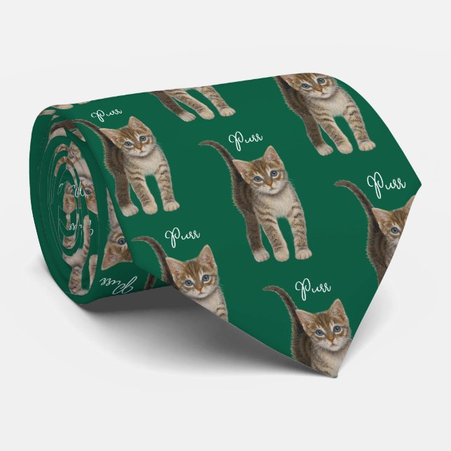 Tabby Kitten With Text Necktie (Rolled)