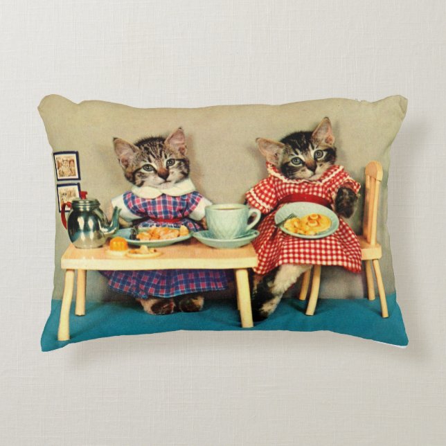 tabby kittens breakfast decorative cushion (Front)
