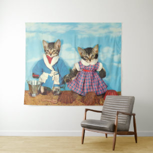 tabby kittens on the beach tapestry