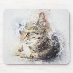 Tabby Love   Abstract   Watercolor Mouse Pad