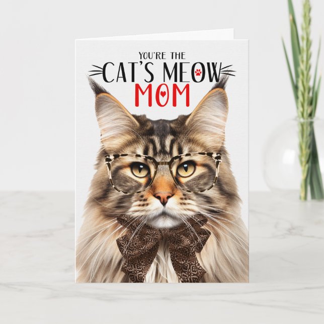 Tabby Maine Coon Cat for Mum on Mother's Day Holiday Card (Front)