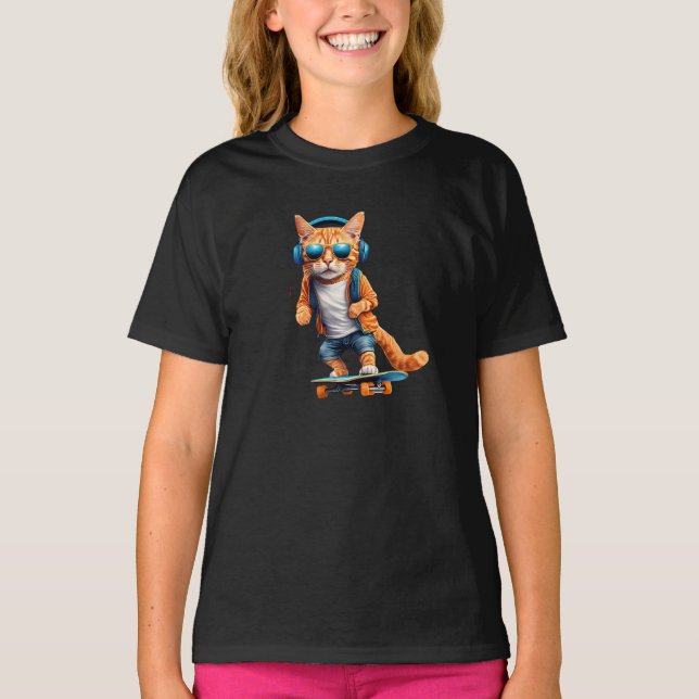Tabby Skateboarder T-Shirt (Front)
