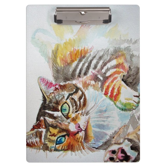 Tabby tabbies Cute Cat cats watercolor Notebook Clipboard (Front)