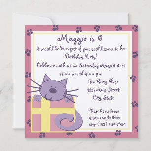 Tabby Toes Kitten Party Invitation