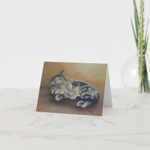 Tabby Tummy Cat Art Note Card