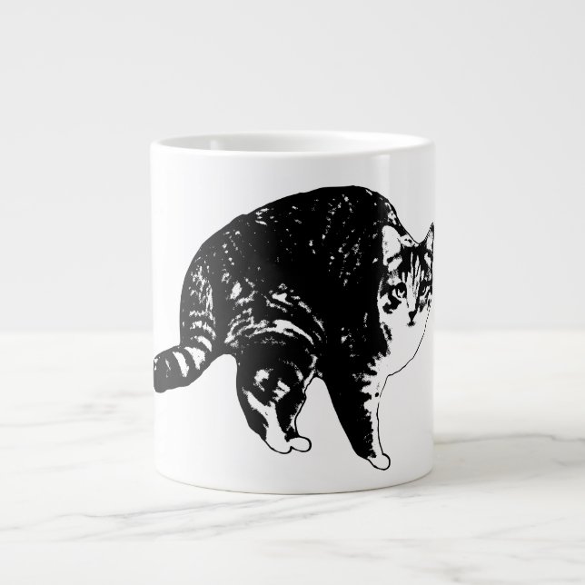 Tabby Under Holiday Lights Large Coffee Mug (Front)