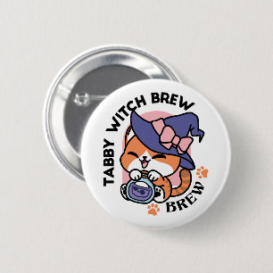 Tabby Witch Brew – Cute Halloween Cat Design 6 Cm Round Badge