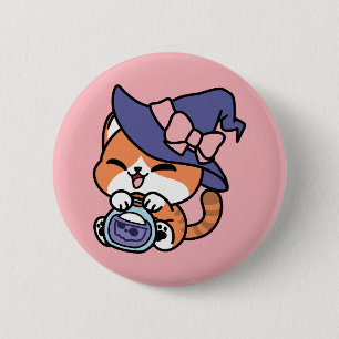 Tabby Witch Brew – Cute Halloween Cat Design 6 Cm Round Badge