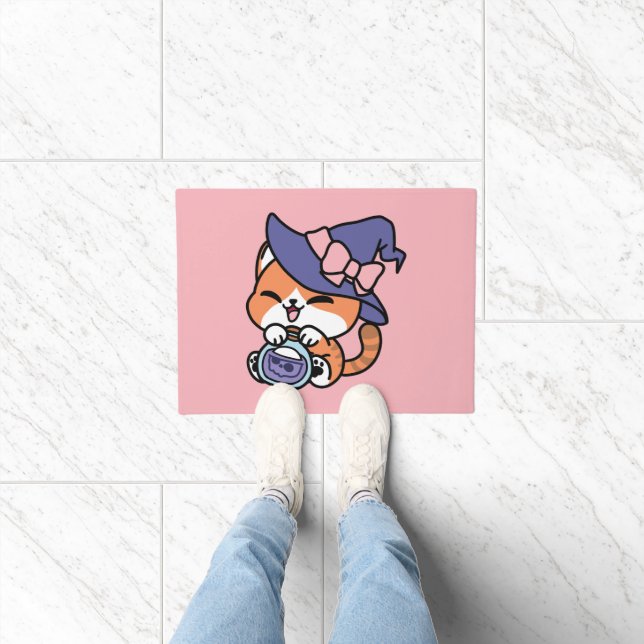 Tabby Witch Brew – Cute Halloween Cat Design Doormat (Indoor)