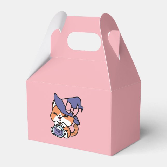 Tabby Witch Brew – Cute Halloween Cat Design Favour Box (Front Side)
