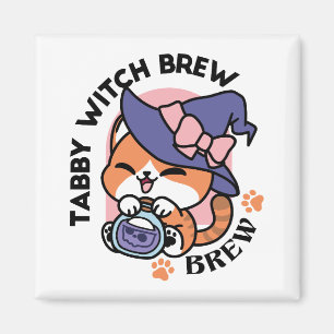 Tabby Witch Brew – Cute Halloween Cat Design Magnet