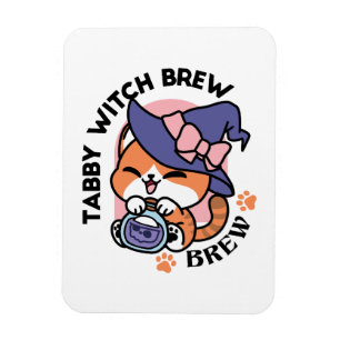 Tabby Witch Brew – Cute Halloween Cat Design Magnet