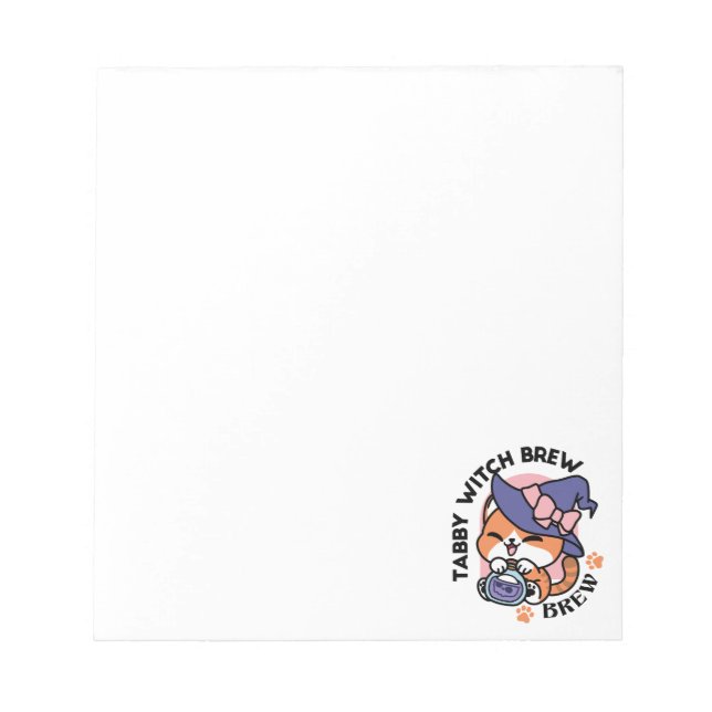 Tabby Witch Brew – Cute Halloween Cat Design Notepad (Front)