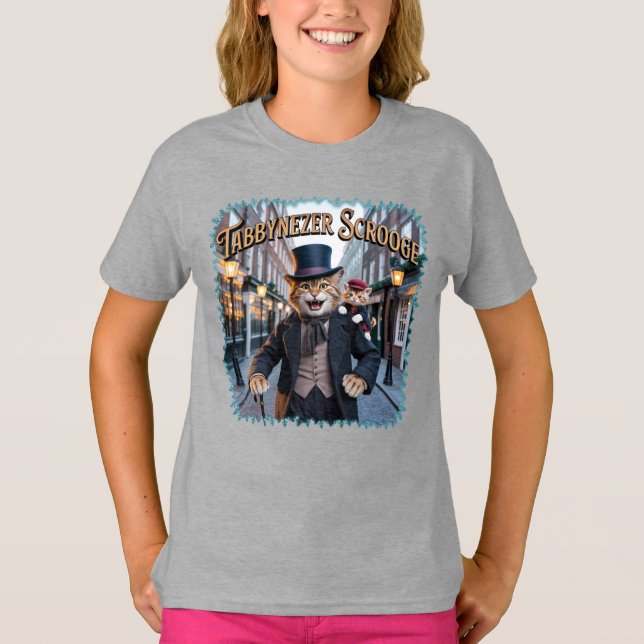Tabbynezer Scrooge Illustration – Tabby Scrooge T-Shirt (Front)