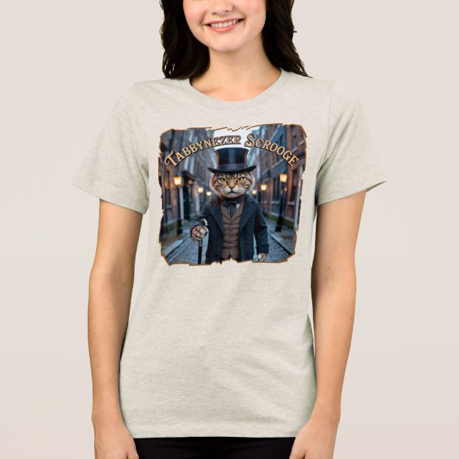 Tabbynezer Scrooge Photographic – Tabby Scrooge Tri-Blend Shirt (Front)