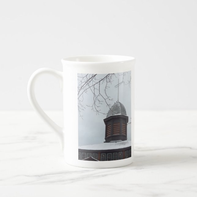 Tabernacle Cross in Snow - Martha's Vineyard Bone China Mug (Left)