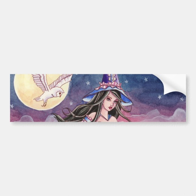 Tabitha - Witch and Owl Bumper Sticker (Front)