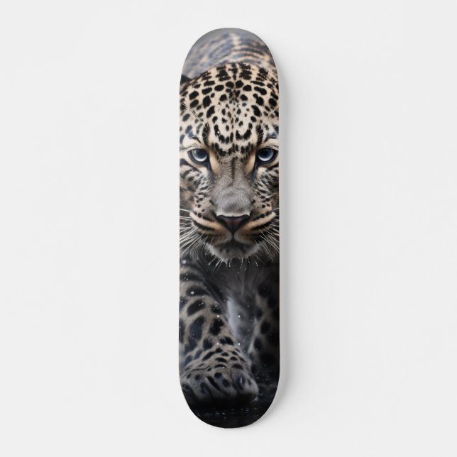 Tabla de Skate Leopardo Caminando con Mirada Fija Skateboard (Front)