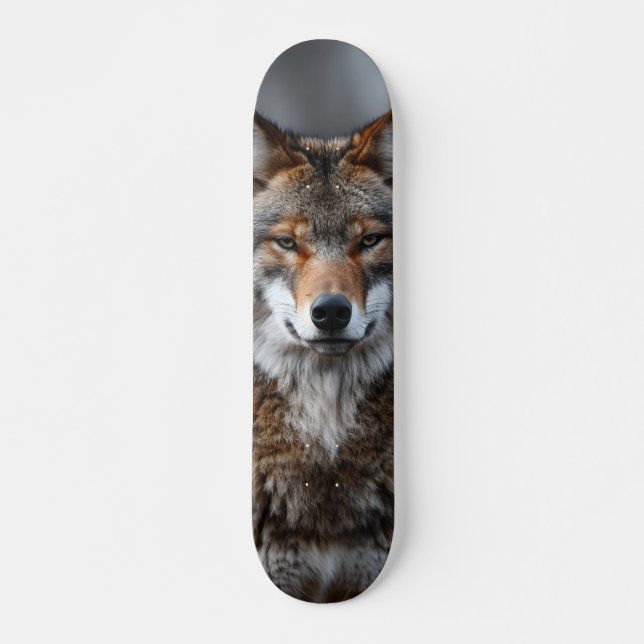 Tabla de skate Lobo Gris Alfa Observante Skateboard (Front)