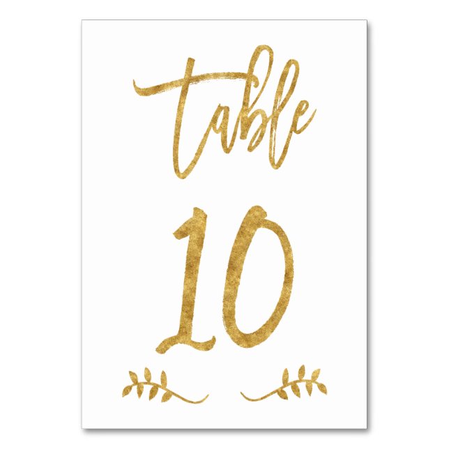 Table 10 | Elegant Gold Handwriting Brushed Laurel Number (Front)